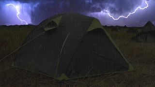 Thunderstorm amp Rain On Tent Sounds For Sleeping  Lightning Drops Downpour Canvas Ambience [upl. by Bainbrudge]