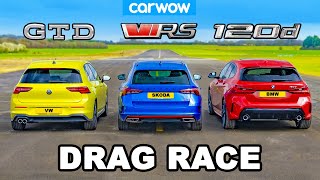 VW Golf GTD v BMW 120d v Skoda Octavia vRS DRAG RACE [upl. by Nivert]