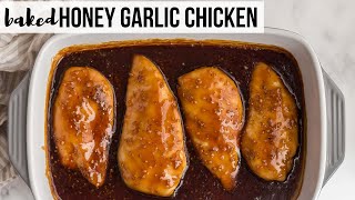 BAKED Honey Garlic Chicken Breasts SO easy  The Recipe Rebel [upl. by Erlin]