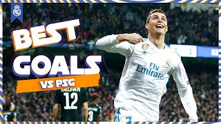 REAL MADRIDS Champions League goals vs PSG  Cristiano Benzema amp more [upl. by Ailuj426]