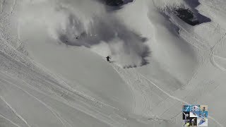 Snowboarding and skis Running from an avalanche [upl. by Ymmat]