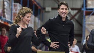 Justin Trudeau lends a hand at a Montreal food bank [upl. by Enirac]