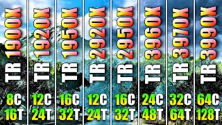 Ryzen ThreadRipper 1900X vs 1920X vs 1950X vs 2920X vs 2950X vs 3960X vs 3970X vs 3990X  RTX 3080 [upl. by Otnicaj]