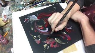 Rosemaling Freehand tutorial Lise Lorentzen ASMR [upl. by Jayne]