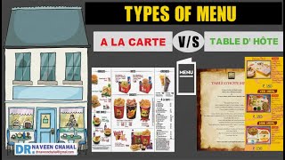 Different types of Menu A la carte vs table d’ hôte [upl. by Uhn]