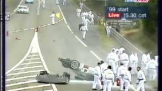 1999  Le Mans  Aftermath of Mark Webbers warmup accident [upl. by Ynaffet]