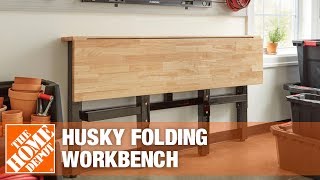 Husky Folding Workbench  Garage Storage Ideas [upl. by Eimrots]