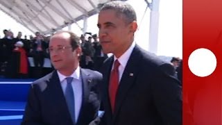 DDay International ceremony Obama Putin Elizabeth II Hollande in Normandy recorded live feed [upl. by Hekking]