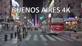 Buenos Aires 4K  Night Drive  Driving Downtown [upl. by Llimaj]