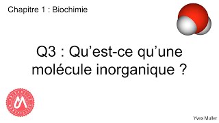 Chapitre 1  Biochimie  Q3  Questce quune molécule inorganique [upl. by Eelarual469]