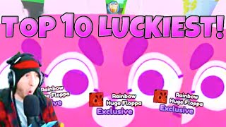 😱TOP 10 LUCKIEST YOUTUBERS In Pet Simulator X🍀 [upl. by Shaia617]