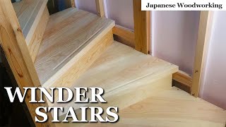 Japanese woodworking  Building Winder Stairs [upl. by Ondine52]