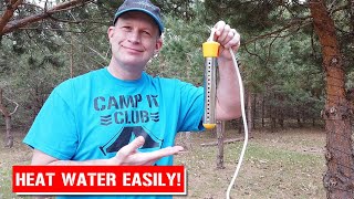 EASY way to heat water camping Submersible water heater review [upl. by Lais137]