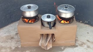 How to Make Multiple Clay Stove  Easy Primitive Outdoor Chulha  Stove Craft [upl. by Kurzawa]