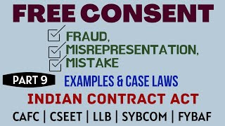 Fraud  Misrepresentation  Mistake  Free Consent  Indian Contract Act  Caselaws  Example [upl. by Delp]