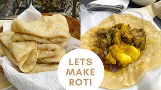 LETS MAKE ROTI  curry chicken  chickpeaPotato  Dosti roti [upl. by Rozek]