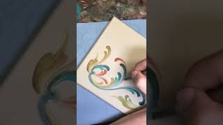 Norwegian Rosemaling  Telemark style canvas with Acrylic paint  Unintentional ASMR [upl. by Nwahsat]