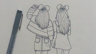 How to Draw Best Friends BFF Easy  Step by Step [upl. by Eulau142]