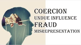 Coercion Undue Influence Fraud Misrepresentation  Indian Contract Act 1872  Law Guru [upl. by Trescott599]