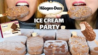 ASMR HAAGEN DAZS ICE CREAM PARTY EXTREME CRUNCHY EATING SOUNDS  KimampLiz ASMR [upl. by Enohpesrep275]