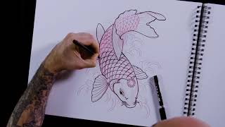 Chris Garvers Koi Tutorial  Tattoodo  Art Class [upl. by Orit9]