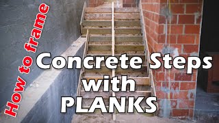 HOW TO BUILD CONCRETE STAIRS BETWEEN WALLS WITH TIMBER PLANKS [upl. by Yuma]