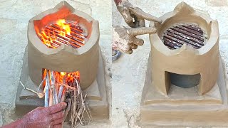 How to make Traditional Mud stove I Desi Chulha Making  Kitchen Design Village Styleviral [upl. by Eimmij]