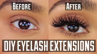 DIY PERMANENT AT HOME EYELASH EXTENSION APPLICATION [upl. by Sherris213]