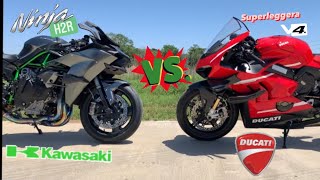 Ducati V4 Superleggera vs Kawasaki ninja H2R  Roll race 60 to  YES this is an H2R 🤯 [upl. by Nanete]