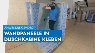 Wandpaneele in Duschkabine kleben  Anwendungsvideo [upl. by Ultun772]