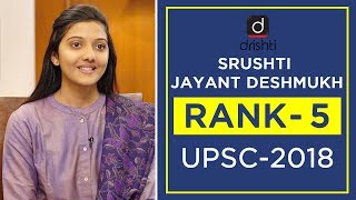 UPSC Topper Mock Interview Srushti Jayant Deshmukh Rank 5 CSE 2018 [upl. by Odnalro]