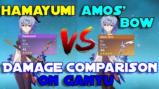 Amos Bow VS Hamayumi Ganyu Damage Comparison  Genshin Impact [upl. by Cherian]