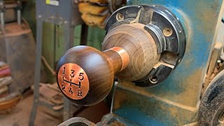 Woodturning a Gear Shift Knob Copper and Walnut [upl. by Oludoet]