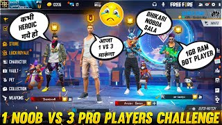 3 Random Grandmaster Player Call Me noob😠 i challenge them 1 v 3 custom room  Garena Free Fire [upl. by Elag280]