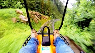 Smoky Mountain Alpine Coaster in the rain onride HD POV 60fps [upl. by Aitram412]