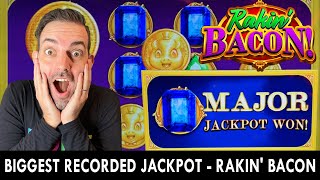 😱 BIGGEST RECORDED JACKPOT for RAKIN BACON  High Limit Slots [upl. by Simonne]