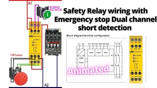 How to wire Safety Relay  Emergency Stop Dual Channel Monitoring with reset  Easy Explained [upl. by Ive]