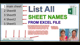 How to Get All Sheet Names in Excel Using Formula  List All Sheet Names in Excel Workbook  EXCEL [upl. by Hakeber57]