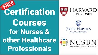 FREE Certification Courses for NURSES amp other Healthcare Professionals Part 1  Nurse Resumé [upl. by Eltsryk]