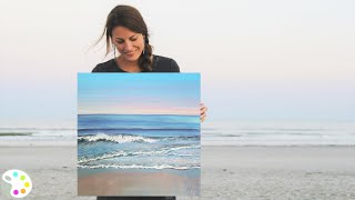 How to Paint in Acrylics  Ocean Painting Tutorial [upl. by Eliott]