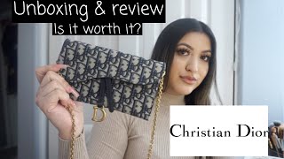 DIOR SADDLE WALLET ON CHAIN PURSE REVIEW [upl. by Rehpinnej]