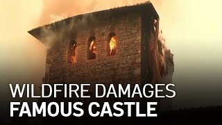 Flames Damage Napa Valleys Famed Castle Winery Castello di Amarosa [upl. by Jacobson96]