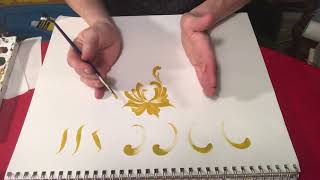 Rosemaling flower with detail demonstration  Lise Lorentzen  unintentional ASMR [upl. by Malena]