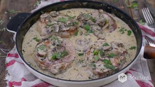 RECETTE MAILLARD  Côtelettes de porc avec sauce crémeuse aux champignons [upl. by Adlin745]