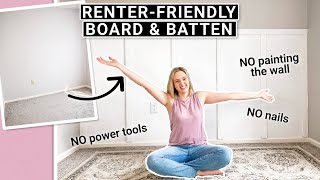 RenterFriendly Board amp Batten Wall DIY✨ 100 REMOVABLE Accent Wall [upl. by Cressi]