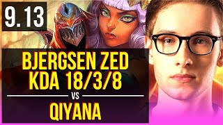 Bjergsen ZED vs QIYANA MID  KDA 1838 Legendary  NA Challenger  v913 [upl. by Tnattirb570]