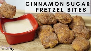 EASY CINNAMON SUGAR PRETZEL BITES RECIPE  Four Ingredient Dough Pretzel Bites [upl. by Anastas]