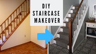 EASY DIY Staircase Makeover on a Budget [upl. by Nosneb]