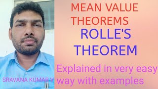 ROLLES THEOREM IN TELUGU statement and Problems [upl. by Accebar]