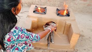 How to make mitti chulha at home। Village chulha design। primitive stove and chulha Viral [upl. by Ab]